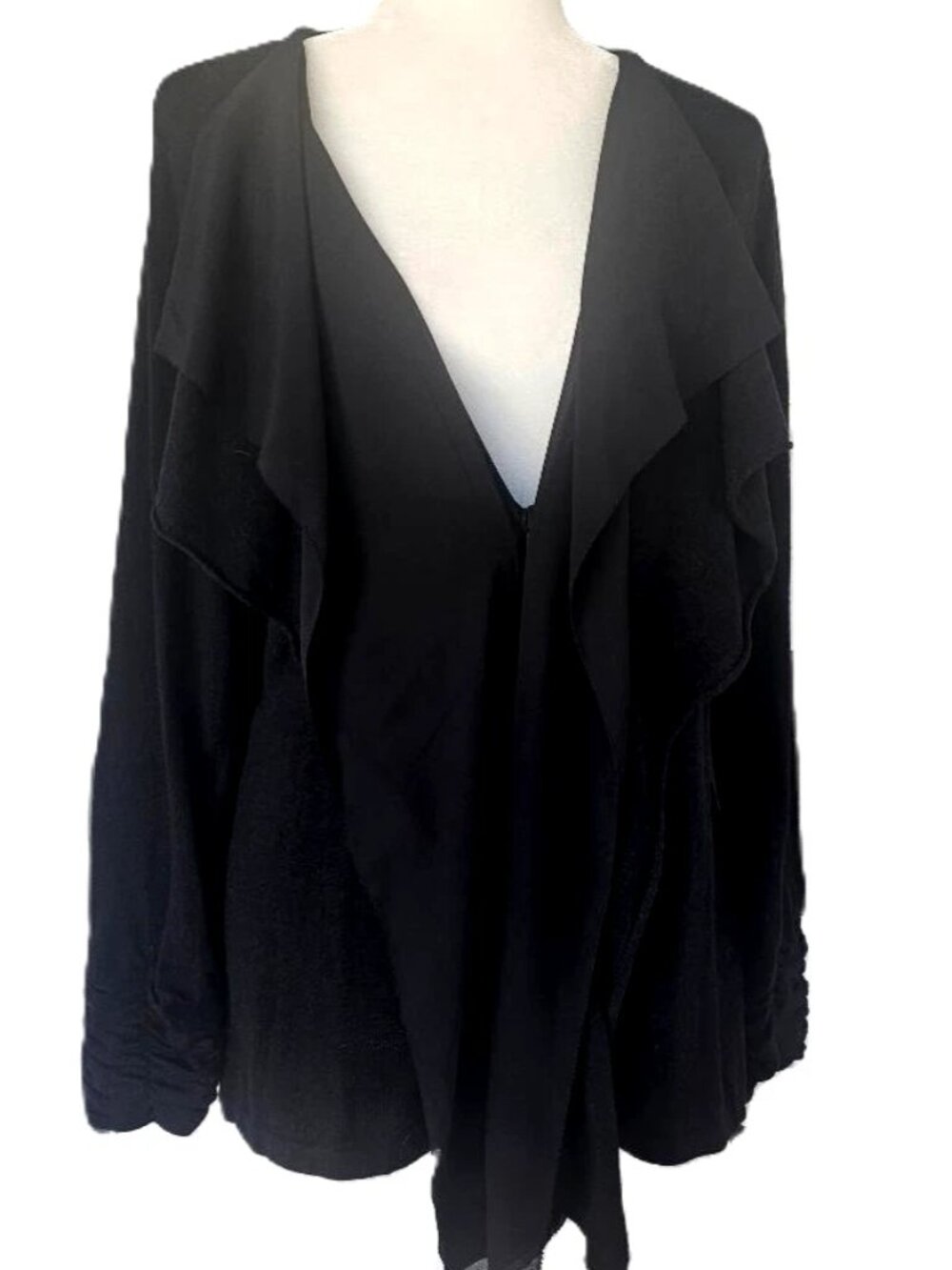 Alfani Black Women's Open Front Waterfall Cardigan Size L